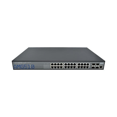 AMG Systems AMG510-8GBT-16GAT-4XS-P460 Commercial 28-Port Managed Switch, 8x10/100/1000Base-T(x) RJ45 Ports, 16x10/100/1000Base-T(x) RJ45 Ports, 4x100M/1/2.5/10G Base-FX SFP+ Ports, 1U, 19\\"