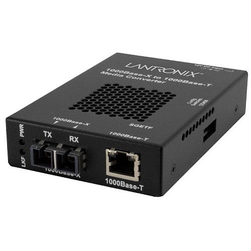 Lantronix SGETF1013-110-UK 1000BASE-T to 1000BASE-SX/LX, Multimode, SC, United Kingdom Power Cord, 220m