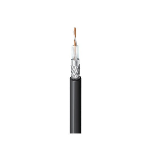 Belden 9913 010250 250\' Black Reel 50 Ohm Wireless Transmission Coax, RG-8, 10 AWG Solid Bare Copper Conductor PE Insulation, Foil 90% Tinned Copper Braid Shield