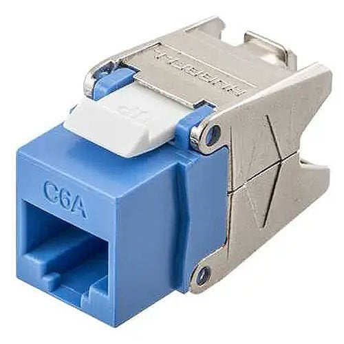 Hubbell HJU6AB CAT6A Jack with Cobra-Lock Termination, Blue Image of 40-HJU6AB