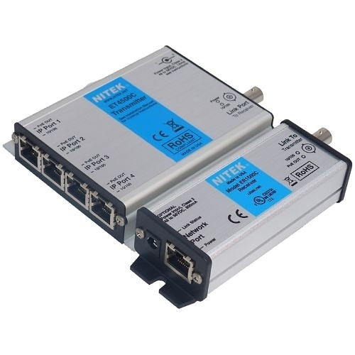 Nitek EL4500C Networking Ethernet and PoE Extender, RJ45 Connector, 100 Base-TX, 48 to 56 Volt DC, 4" Width 4.9" Depth 1" Height