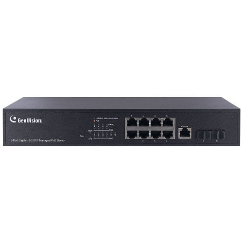 GeoVision 140-APOE082-001U 8-Port Gigabit PoE +2 Gigabit SFP Uplink Port Web Managed PoE Switch