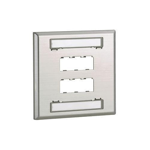 Panduit CFPL6S-2GY Wall Plate, 6 Port Double Gang