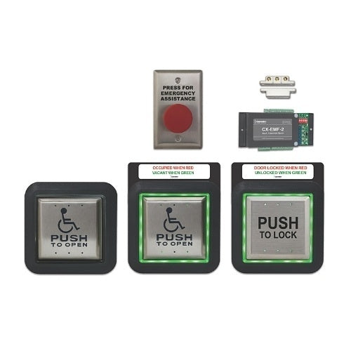 Camden CX-WC15XFM Flush Mount Aura Illuminated Push Plate Switch, Emergency Buttons and Pull Stations