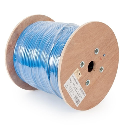 ICC ICCABR6FBL CAT6A CMR Riser 23AWG 100% Solid Pure Copper Shielded Bulk Ethernet Cable, FTP, PoE++, 650 MHz, UL Certified, ETL Verified, 1000\' Reel, Blue