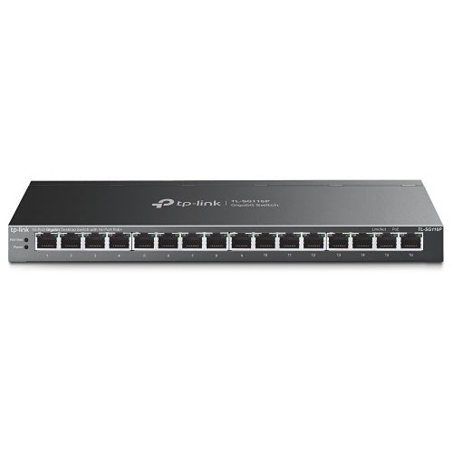 TP-Link TL-SG116P 16-Port Gigabit Desktop Unmanaged Switch with 16-Port PoE+, 120W Budget