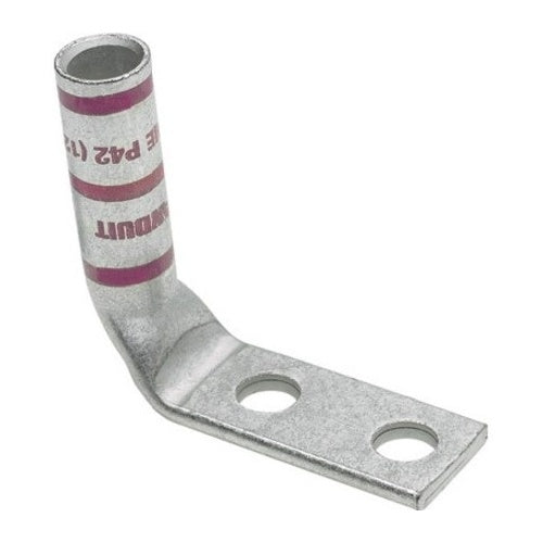 Panduit LCC4-14AWF-L Compression Connector Lug, 2-Hole, #4-#3AWG, Copper