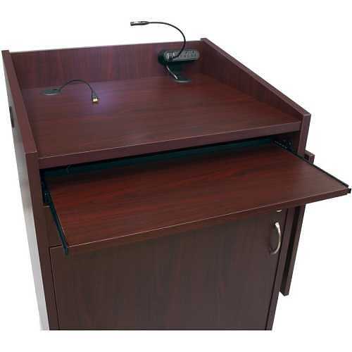 Middle Atlantic L2LDC2FCMGC L2 Series Pre-Configured Lectern with Connectivity and Flip up Shelf, 28\\" Wide, Dark Cherry