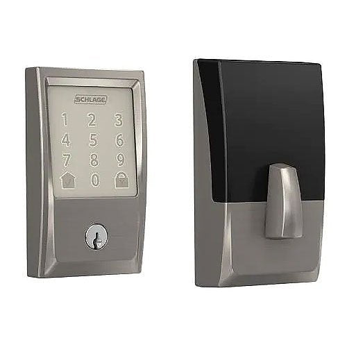 Schlage BE489WB CN 619 Century Encode Smart Wi-Fi Door Lock with Alarm in Satin Nickel Image of 6S-BE489WBCA