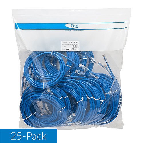 ICC ICPCSF10BL CAT6 Clear Boot Patch Cord, Blue, 10Ft, 25-Pack