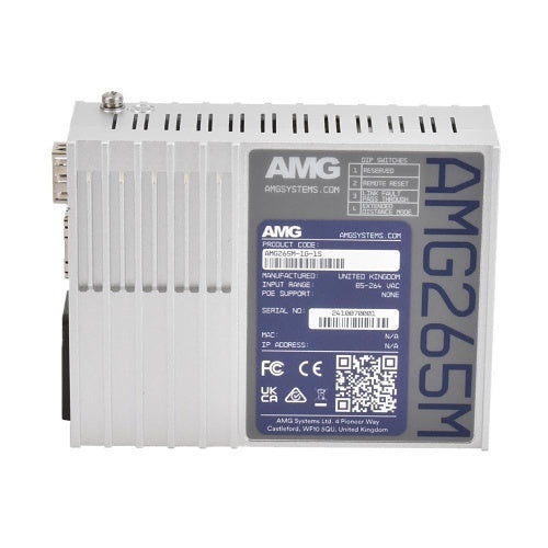 AMG Systems AMG265M-1G-1S AMG265M Series Industrial Multirate Mini Media Converter, 1 x 10/100/1000Base-T(x) RJ45 Port, 1 x 100/1000Base-Fx SFP Port, Integrated PSU