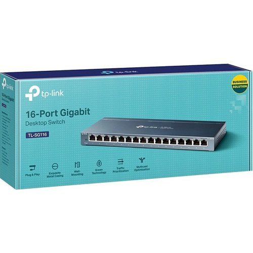 TP-Link TL-SG116 16-Port Gigabit Desktop Switch, 10/100/1000Mbps