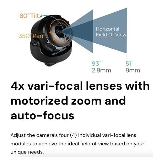 Digital Watchdog DWC-PVX20WATX MEGApix Flex 4-in-1 4x5.14MP Customizable Outdoor Vandal Dome IP Camera, (4) 2.8-8.0mm Lens