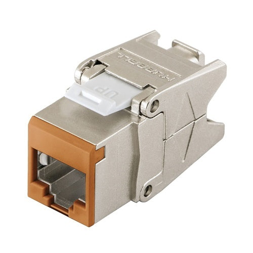 Hubbell HJS6AOR24 CAT6A Shielded Universal Keystone Jack, 24-Pack, Orange
