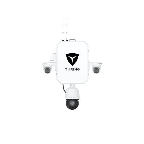 Turing Video SS-KG1-360-2T SkyShield 360 Outdoor System, Includes (2) 4MP Turret Cameras, (1) 4MP PTZ Camera, and (3) 3-Year Core AI Licenses