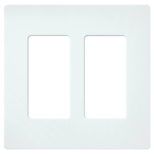 Lutron SC-2-GL Claro 2 Gang Wall Plate for Decorator-Style Dimmers, Switches, and Outlets, Satin Finish, Glacier White