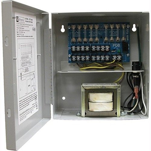 Altronix ALTV248UL CCTV Power Supply, 8 Fused Outputs, 24/28VAC at 3.5A, 115VAC, BC100 Enclosure Image of AX-ALTV248UL