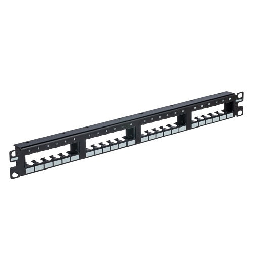 Panduit CPP24FM6BL Mini-Com 24-Port Flat Patch Panel, Unshielded, 1RU, Black