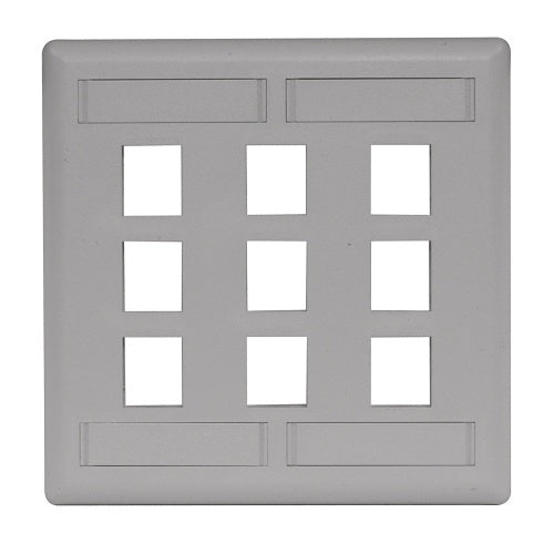 Hubbell IFP29GY 2-Gang 9-Port Flush Wall Plate, Gray