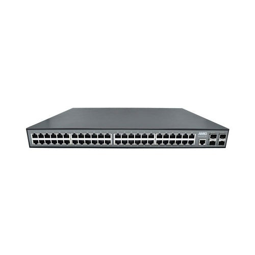 AMG Systems AMG510-48G-4XS Commercial 52-Port Managed Switch, 48x10/100/1000Base-T(x) RJ45 Ports, 4x100M/1/2.5/10G Base-FX SFP+ Ports, 1U, 19\\" Rack Mount