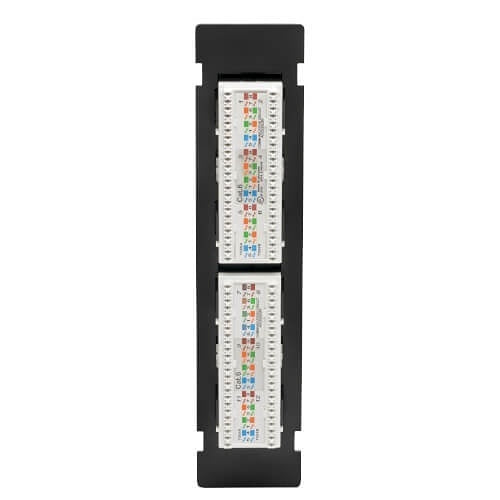 Tripp Lite N250-P12 CAT6 Wall-Mount 12-Port Patch Panel, PoE+ Compliant, 110/Krone, 568A/B, RJ45 Ethernet