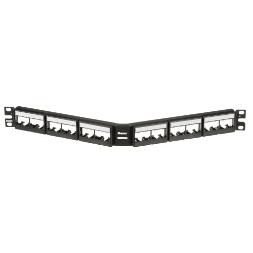Panduit CPPLA24WBLY Mini-Com 24-Port Angled Patch Panel, 1 RU, Black