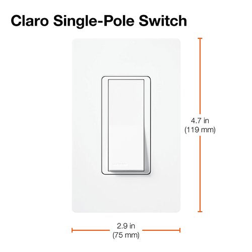 Lutron SC-1PS-BI Claro Single Pole, On / Off Rocker Switch, 15A, Satin Finish, Biscuit