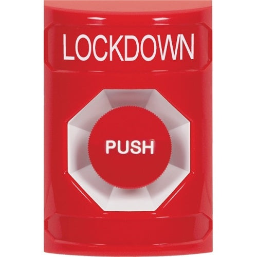 STI SS2004LD-EN Stopper Station Push Button, No Cover, Momentary, \'LOCKDOWN\' Label, Red