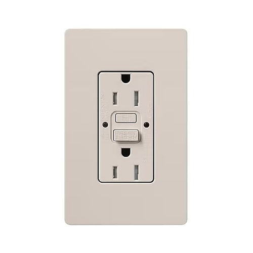 Lutron SCR-15-GFST-TP Claro 15A Tamper Resistant Duplex Receptacle, Taupe