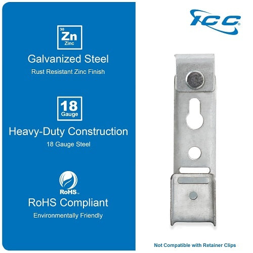 ICC ICCMSJH922 Ceiling Mount J-Hook 3/4\\" without Retainer Clip, Galvanized Steel Cable, 25-Pack