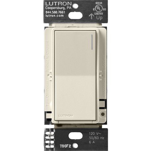 Lutron ST-6ANS-PM Sunnata On / Off Switch, 6A Lighting or 3A 1 / 10HP Motor, Single Pole / Multi-Location, Pumice