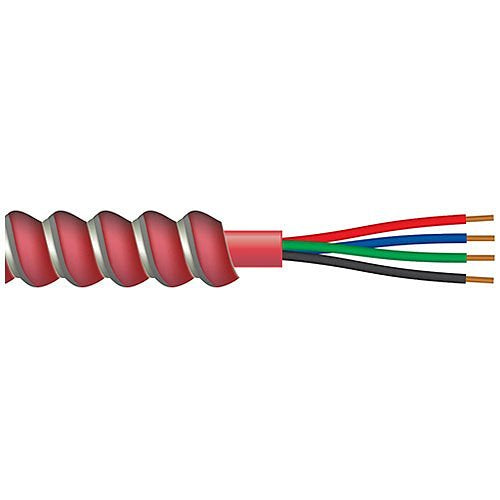 Componetics 334-0516-5 16/5 Solid BC Unshielded Non-Plenum Armored Fire Alarm Cable, CSA  FT4 FAS150, 500', Reel, Red