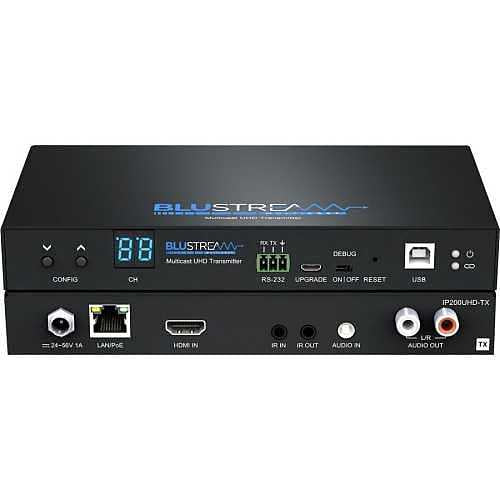 Blustream IP200UHD-TX IP Multicast HDMI UHD Video KVM over 1GB Network Receiver with Bi-directional IR RS-232 and USB KVM