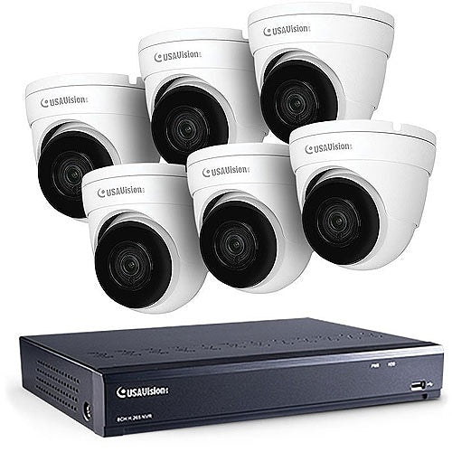 GeoVision Bundle Kit (1) UA-SNVRL810 8-Channel NVR (6) UA-R500F2 5MP Turret IP Camera Image of GU-NRL8R5002