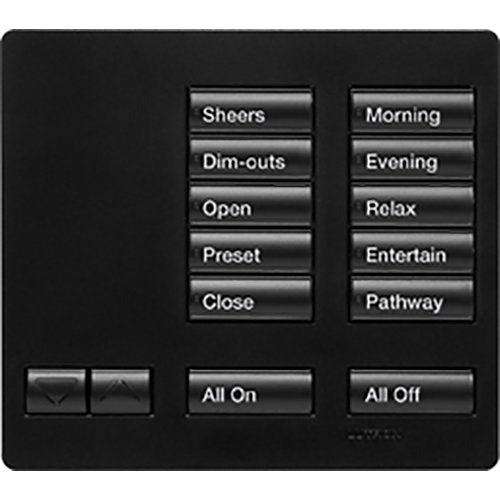 Lutron RR-T10RL-MN RadioRA 2 Tabletop Designer Keypad, Works with RA3 Systems, 10 Button with Raise / Lower, All On and All Off, Midnight