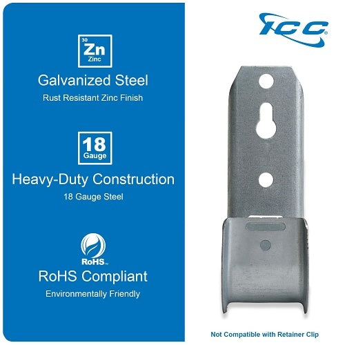 ICC ICCMSJHK33 1-5/16\\" Wall Mount J-Hook without Retainer Clip for Structured Cabling, Rust-Resistant, 25-Pack, Galvanized Steel