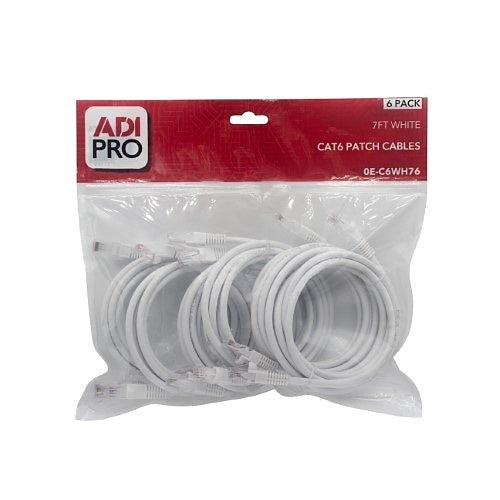 ADI PRO 0E-C6WH76 CAT6 Patch Cable, 6-Pack, 7\', White