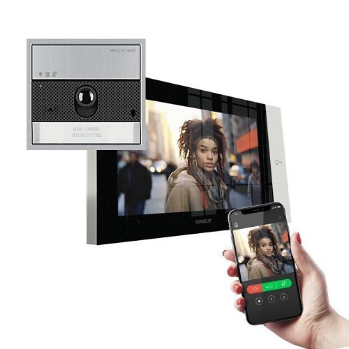 Comelit KVU8571 1-Way IP Video Intercom Kit with Ultra Entry Panel and 7\\" Touchscreen Monitor