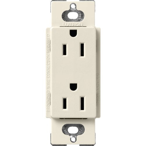 Lutron SCR-15-PM Claro 15A Duplex Receptacle, Decorator-Style Outlet, Satin Finish, Pumice