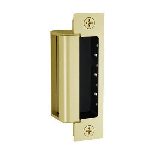 HES 1600-CDB-606-LM 1600 Series Complete Electric Strike for Deadbolt Locks with 1DB Faceplate Kit, Lock Monitor, Satin Brass