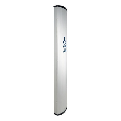 Camden CM-8536/4 CM-85 Series Column Side Load Push Plate Switch, WHEELCHAIR Symbol and PUSH TO OPEN Label, 36\\" x 6\\", Anodized Clear Aluminum