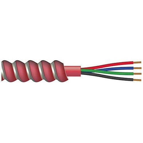Componetics 334-0318 18/3 Solid BC Unshielded Non-Plenum Armored Fire Alarm Cable, CSA FT4 FAS150, 1000' Reel, Red