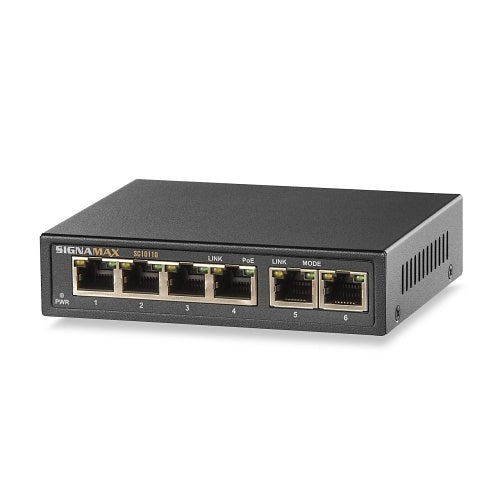 Signamax FO-SC10110 C-100 4-Port Gigabit PoE+ Switch, 60W