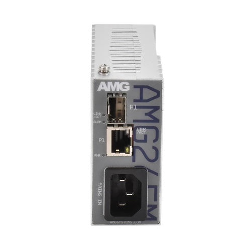 AMG Systems AMG265M-1G-1S AMG265M Series Industrial Multirate Mini Media Converter, 1 x 10/100/1000Base-T(x) RJ45 Port, 1 x 100/1000Base-Fx SFP Port, Integrated PSU