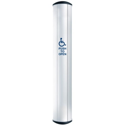 Camden CM-8536K/4 CM-85 Series Column Side Load Push Plate Switch with Built-in Kinetic No-Battery Wireless Transmitter, WHEELCHAIR Symbol and PUSH TO OPEN Label, 36\\" x 6\\", Anodized Clear Aluminum