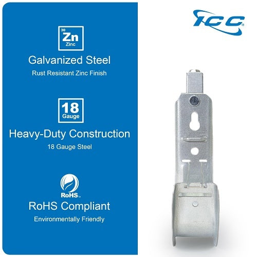 ICC ICCMSJHB44 Beam Clamp J Hook 2\\" with Retainer Clip, Galvanized Steel Cable Management Hooks for Hanging Cable to Beams, Rust-Resistant, EIA and TIA Compliant, 25-Pack