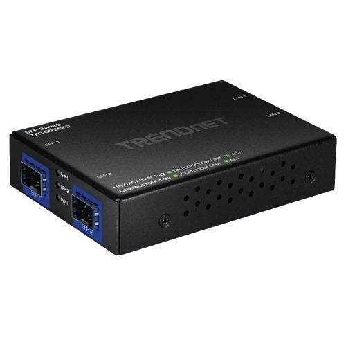 TRENDnet TFC-G22SFP 4-Port Gigabit Switch with 2 SFP Slots, 8Gbps Switching Capacity, Fanless Metal Housing, Wall Mountable