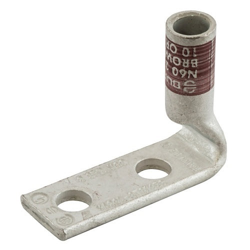 Hubbell HGBL02D90 Double Hole Compression Lug, 1/4\\" ID Spaced 5/8\\", 90-Degree, 2 AWG, 25-Pack