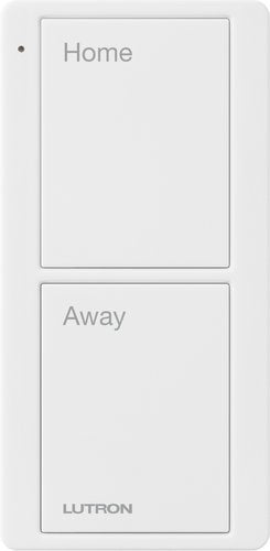 Lutron PJ2-2B-GWH-P01 2-Button Scene Pico Smart Remote, with Pre-engraved Text (\\"Home / Away\\"), White