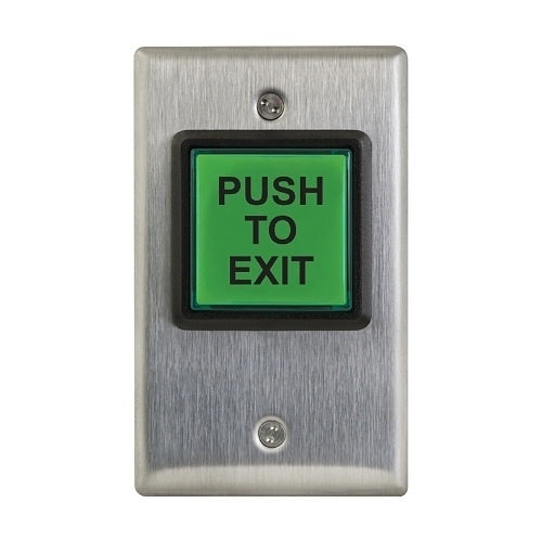Camden CM-30EDP CM-30 Series Square LED Illuminated Push Button, DPDT Switch \\"Push to Exit\\", Green